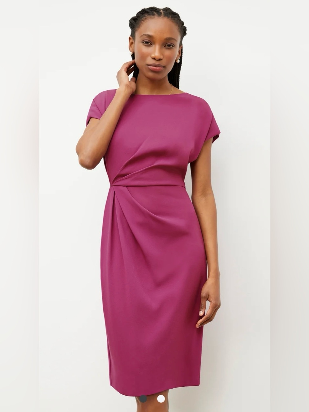 M.M.Lafleur The Jillian Cap-Sleeves Dress Eco Crepe Deep Magenta Size 8